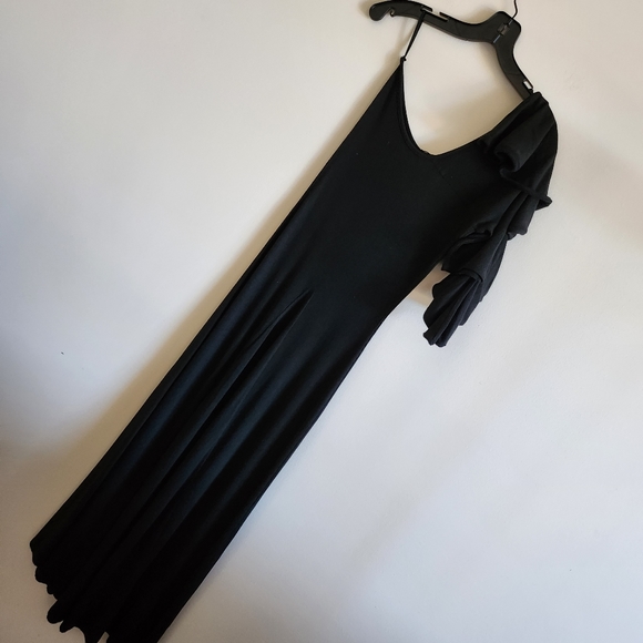 BEAUFILLE I NWT US S Dione Black One Shoulder Maxi Dress, Viscose Blend - Picture 6 of 14